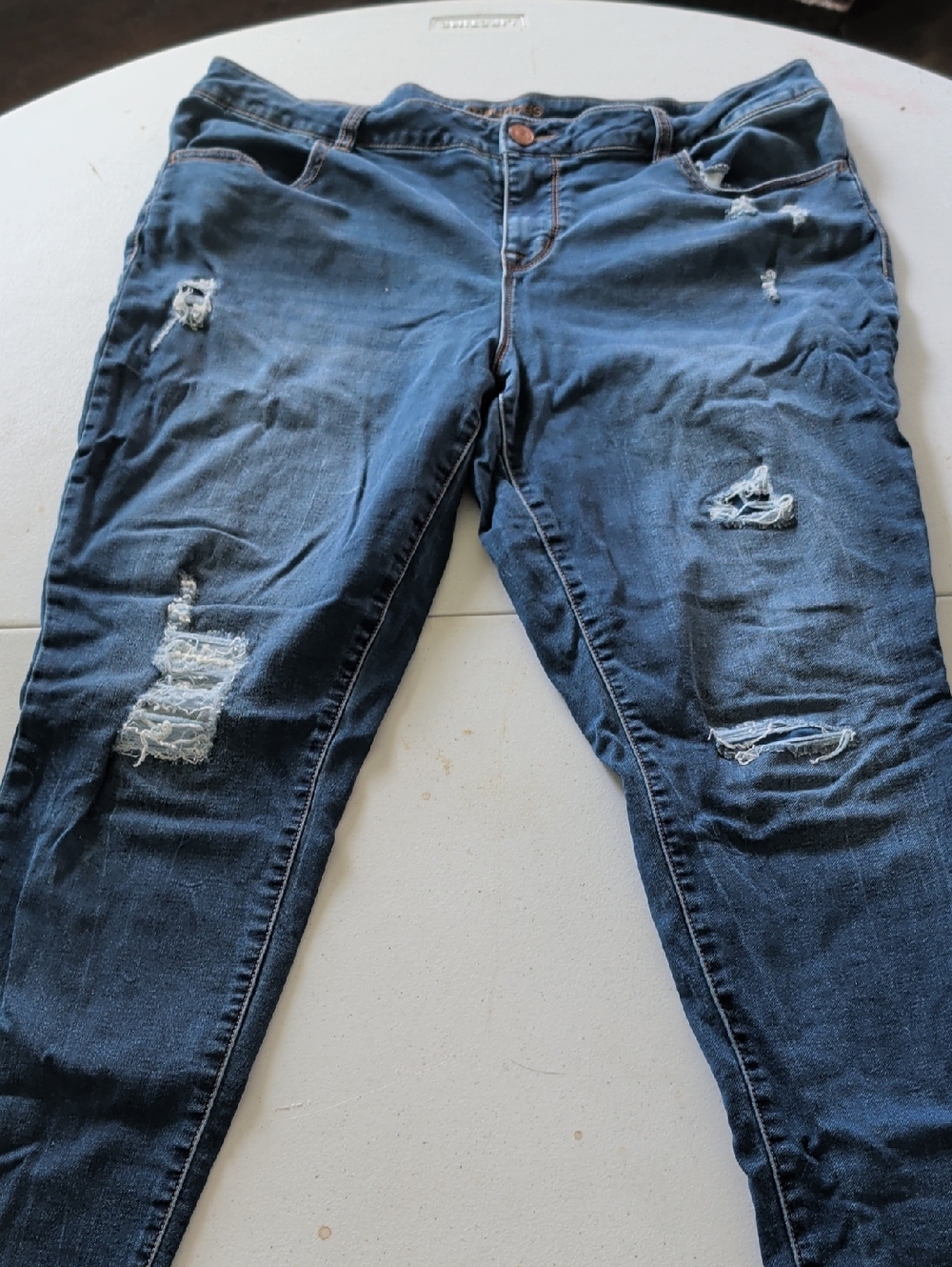 Maurices Women's Skinny Jeans - Dark Blue Distressed